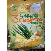 Флайчипсы зерновые кукурузно-рисовые « 3 сыра и зеленый лук»